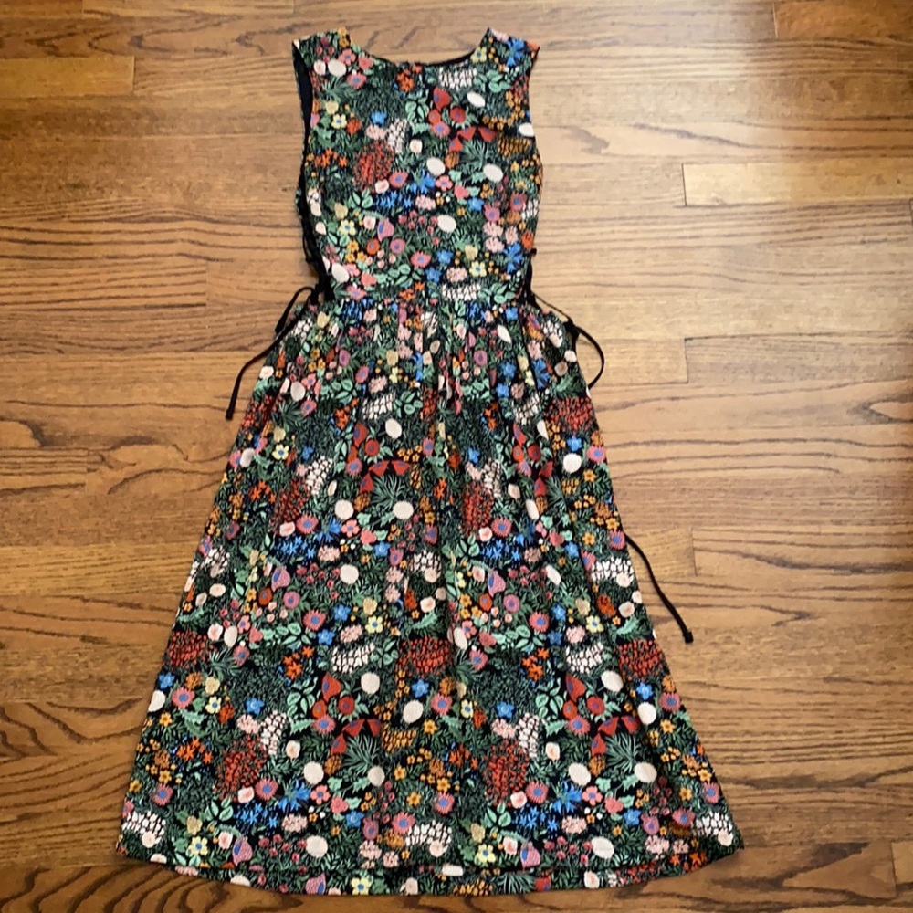 Topshop Black and Floral Dress with Cutout